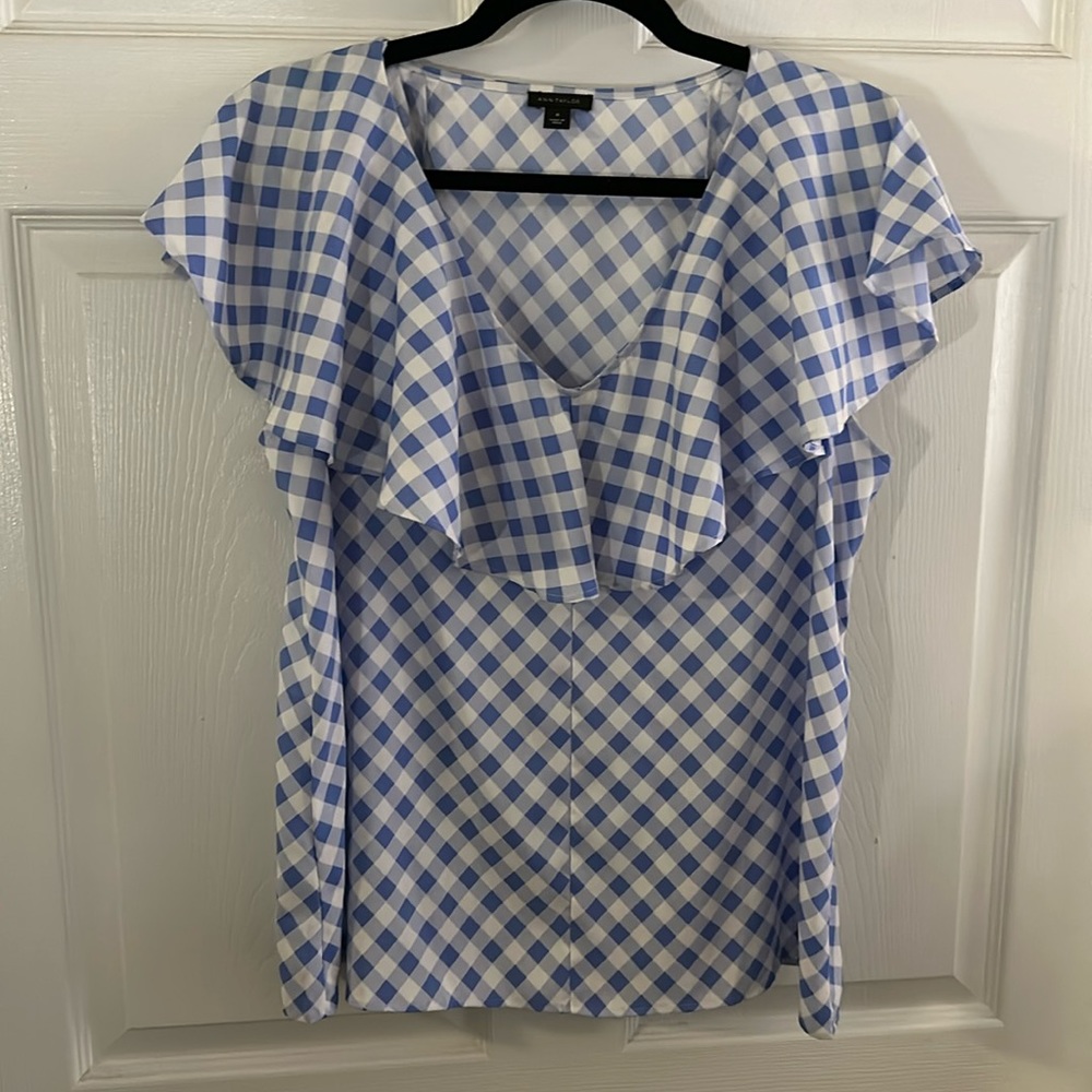 Ann Taylor - Gingham Flounce Blouse